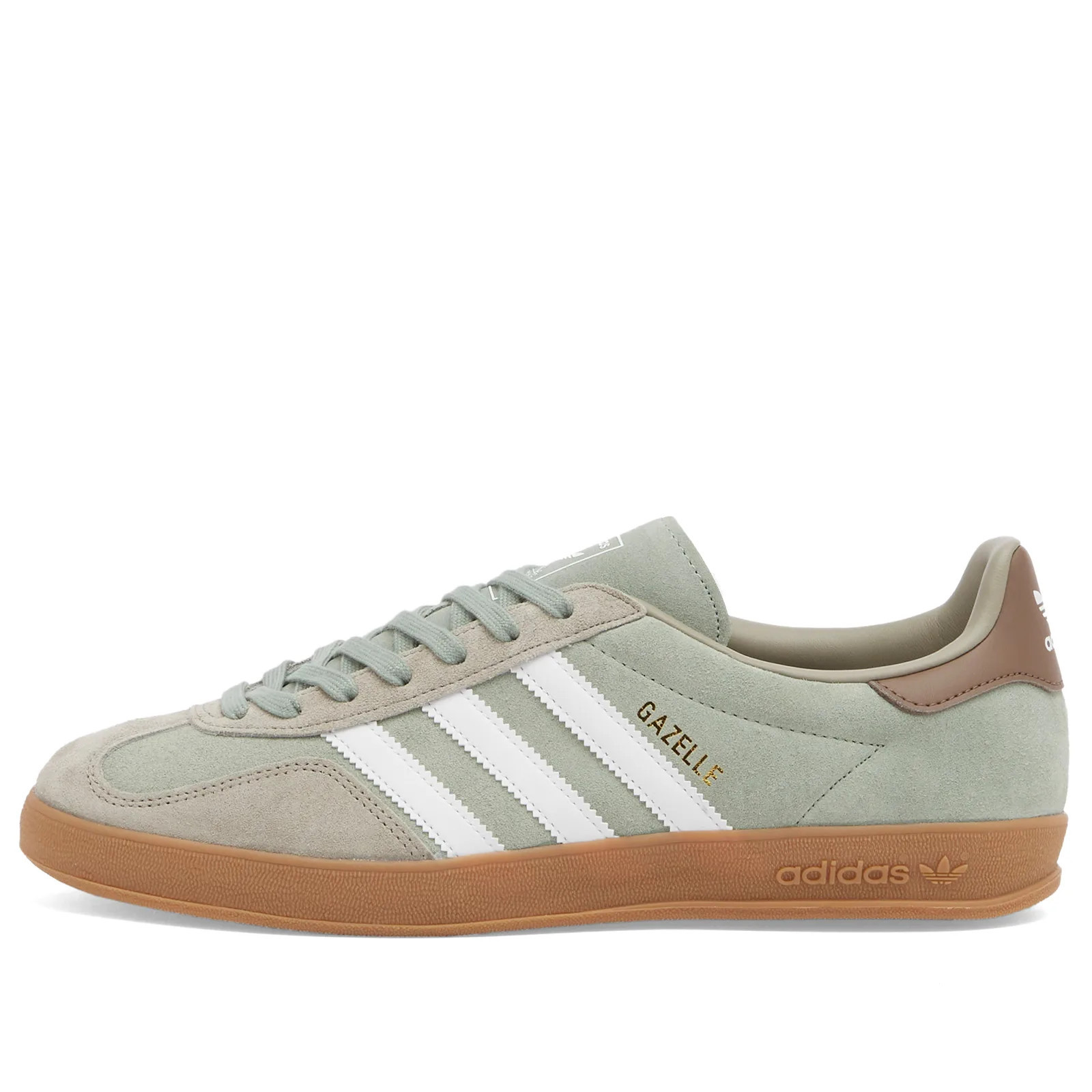 Adidas Gazelle Indoor Sneaker in Silver Pebble/Green/White, Size UK 4.5 | END. Clothing