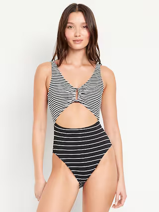 Textured One-Piece Cut-Out Swimsuit | Old Navy (US)