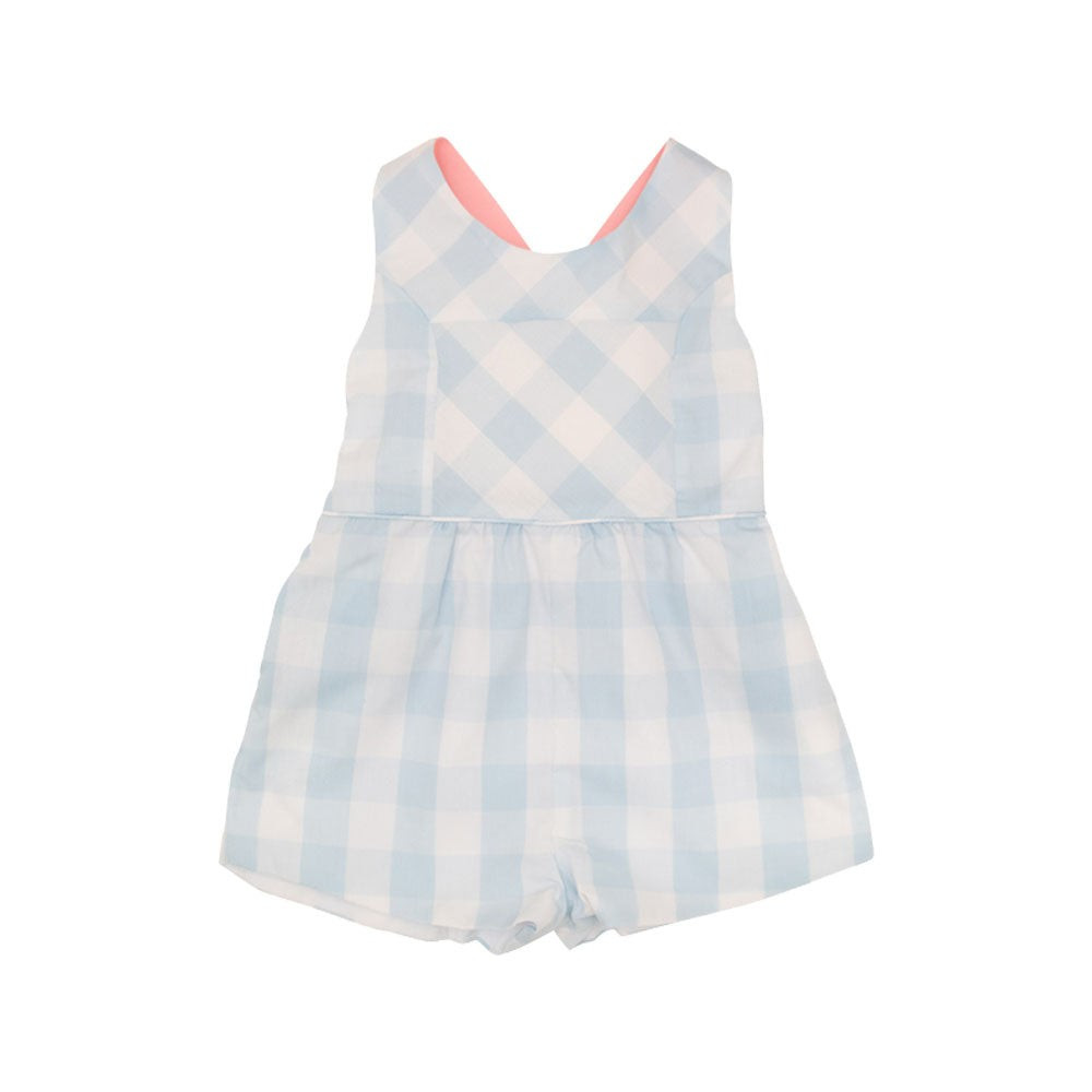 Reagan Romper - Buckhead Blue Chattanooga Check with Sandpearl Pink | The Beaufort Bonnet Company