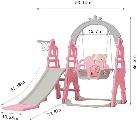 Elesuli Toddler Slide and Swing Set 4in1 Kids Indoor Slide Swing Climber with Basketball Hoop Kid Ch | Amazon (US)