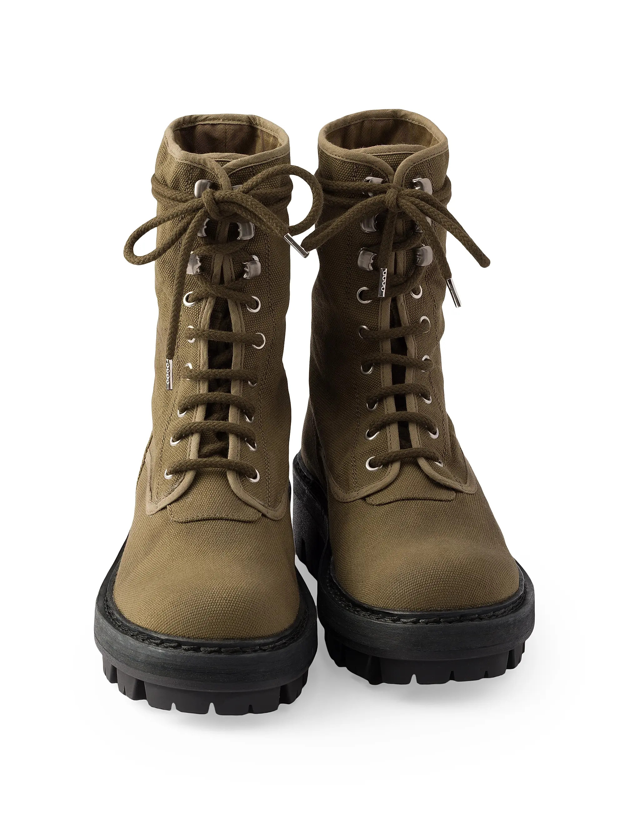 Prada Canvas Lace-Up Ankle Boots | Saks Fifth Avenue | Saks Fifth Avenue