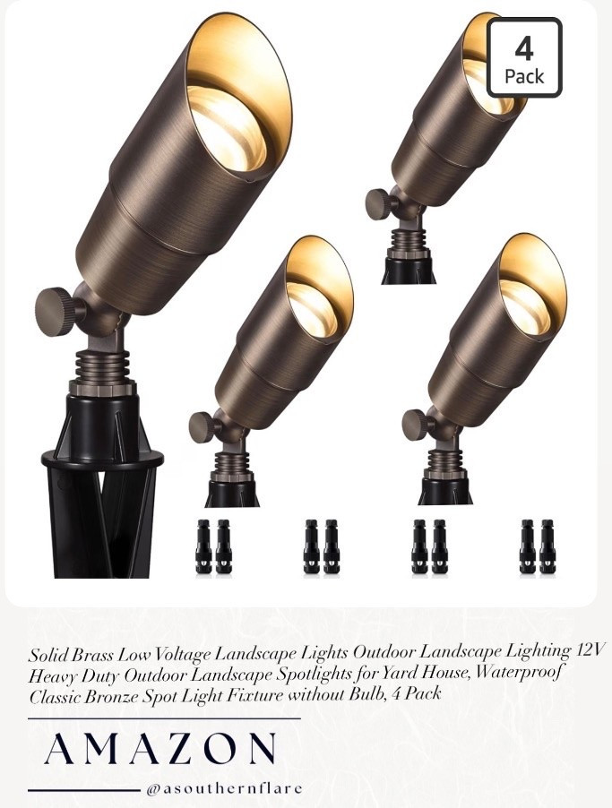 Solid Brass Low Voltage Landscape Lights Outdoor Landscape Lighting 12V Heavy Duty Outdoor Landscape Spotlights for Yard House, Waterproof
Classic Bronze Spot Light Fixture without Bulb, 4 Pack
AMAZON

#LTKHome