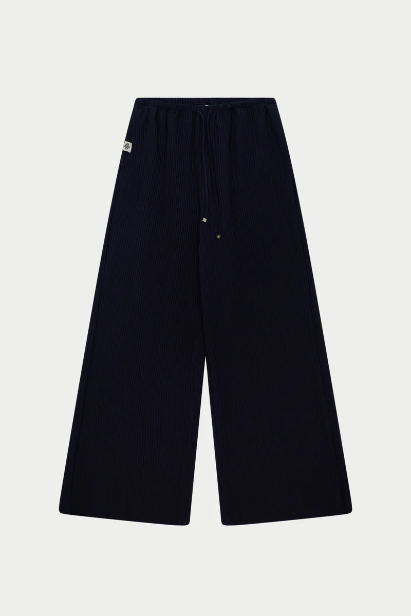 PLISSE TROUSERS - NAVY | The Couture Club