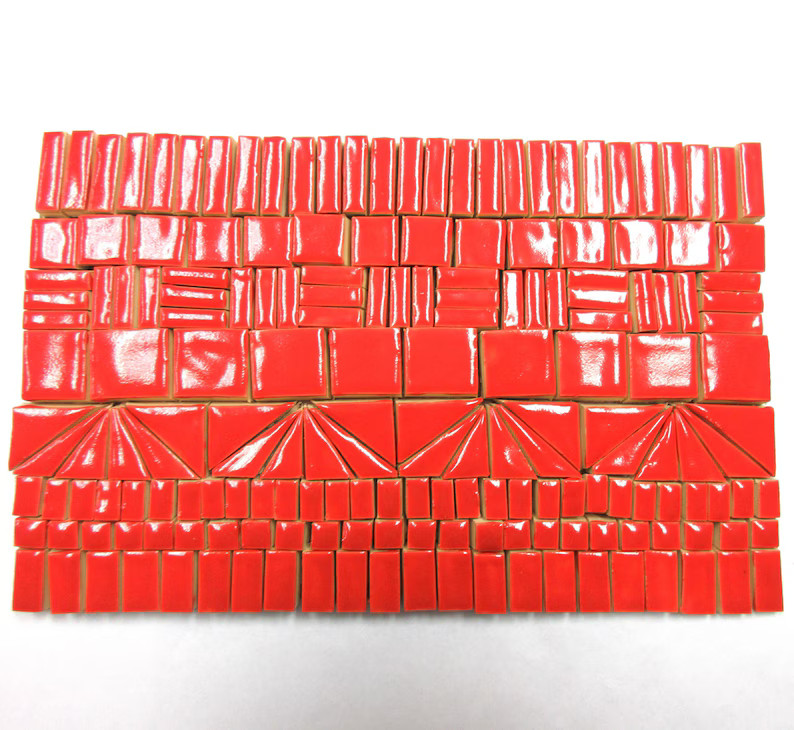 185 Mosaic Tiles: Handmade Ceramic Craft Tiles, Small Stoneware Mosaic Art Tiles, Assorted Bright... | Etsy (US)