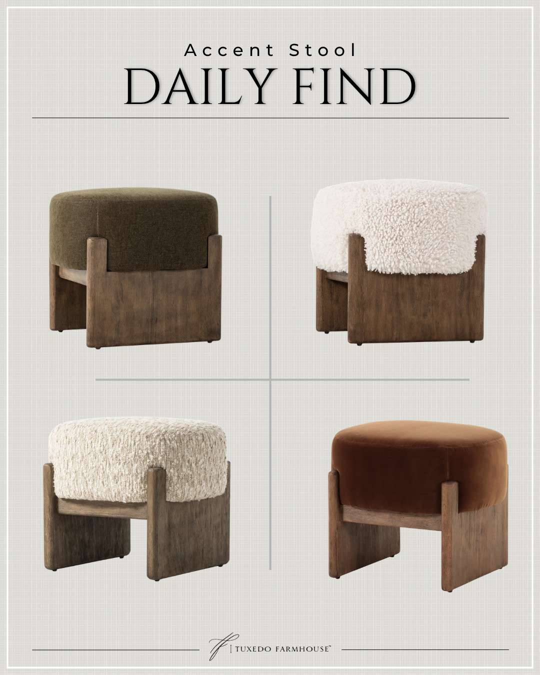 Style this vintage-inspired accent stool just about anywhere. A cradle base of wire-brushed parawood supports heavily textured upholstered seating. 

 #LTKSeasonal #LTKHome #LTKSaleAlert