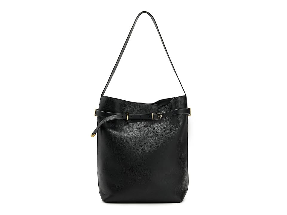 Madewell Belted Essentials Bucket Tote Shoulder Women's Handbags True Black, Leather | Zappos
