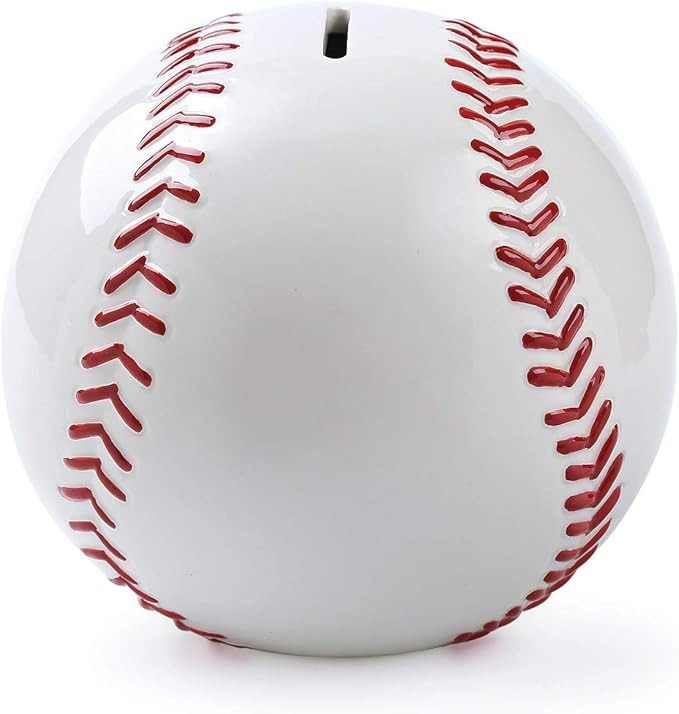 Ceramic White Baseball Piggy Bank for Boys, Sports Coin Bank, Bedroom Decor Money Box-5.9 inch | Amazon (US)