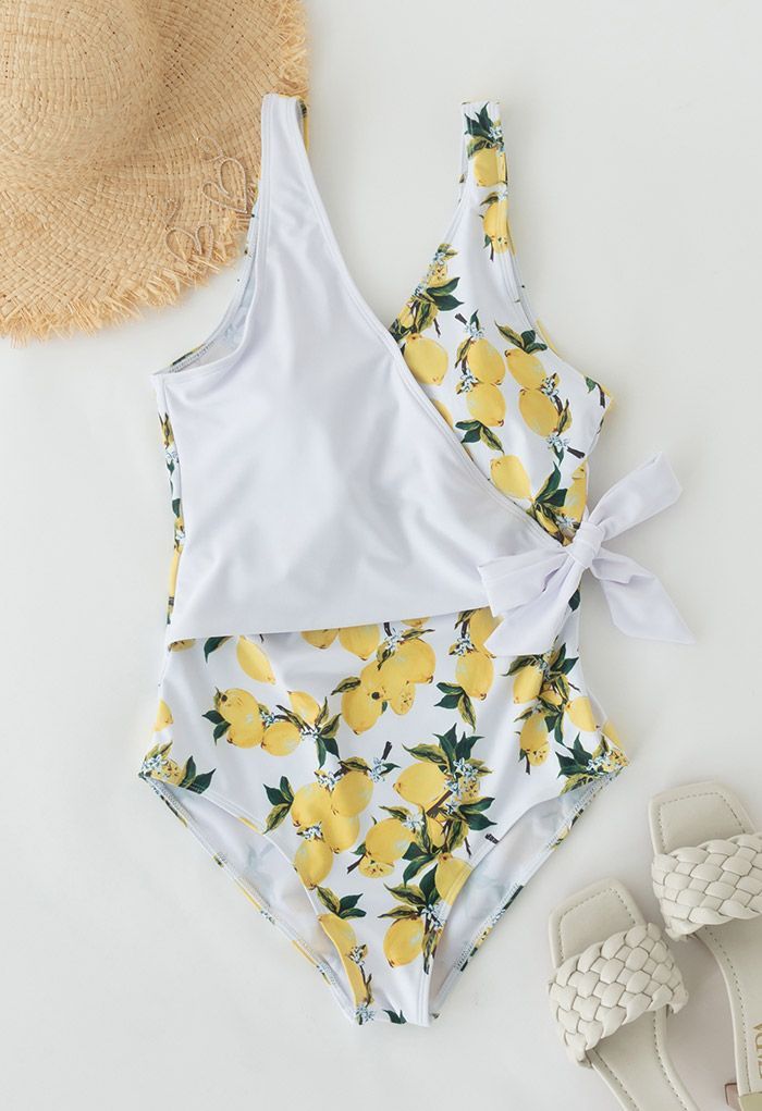 Yellow Lemon Flap Front Swimsuit | Chicwish