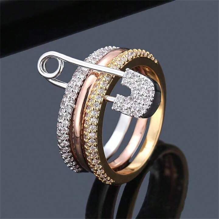 3pcs/Set Combination Of Luxury Pin Ring & Light Luxury Multi-Layer Ring | SHEIN