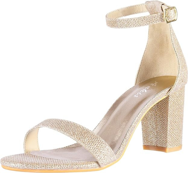 Ankis Heels for Women Open Toe Ankle Strap Chunky Heel Sandals 2.75 Inch | Amazon (US)