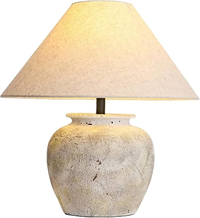 White Rustic Farmhouse Table Lamp 19.6\u201d Tall Ceramic Table Lamp Southwest Handmade Ceramic L... | Amazon (US)
