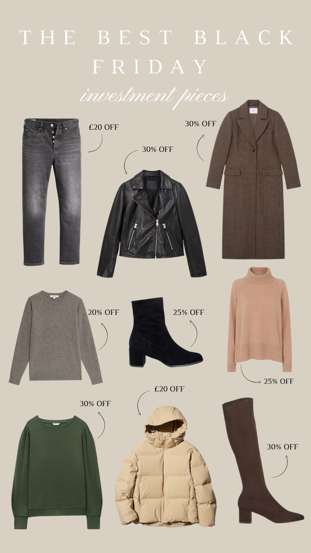 The best Black Friday and Cyber Week items that are worth investing in! From brands like Uniqlo, Marks and Spencer, All Saints and L.K Bennett. These pieces are worth purchasing as you'll be wearing them year after year!  

 

#LTKCyberWeek #LTKuk #LTKwinter