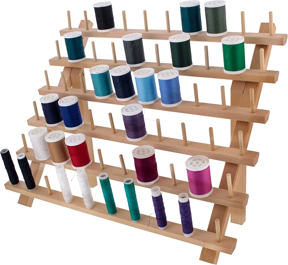 US Art Supply Premium Beechwood 60-Spool Sewing & Embroidery Thread Rack | Amazon (US)