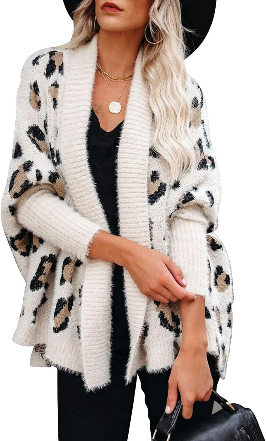 EXLURA Women's Cardigans with Pockets Oversized Loose Leopard Printed Open Front Knitted Kimono L... | Amazon (US)