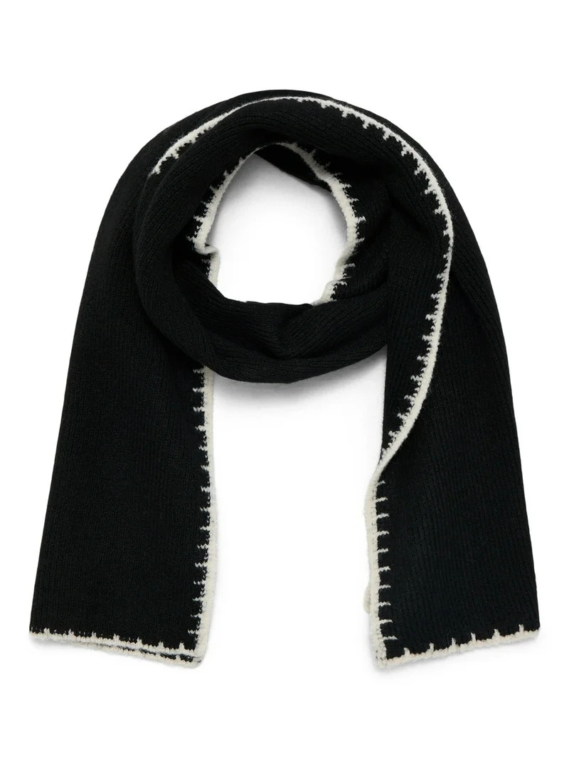 Time and Tru Women's Whipstitch Scarf, One Size, Black Soot | Walmart (US)