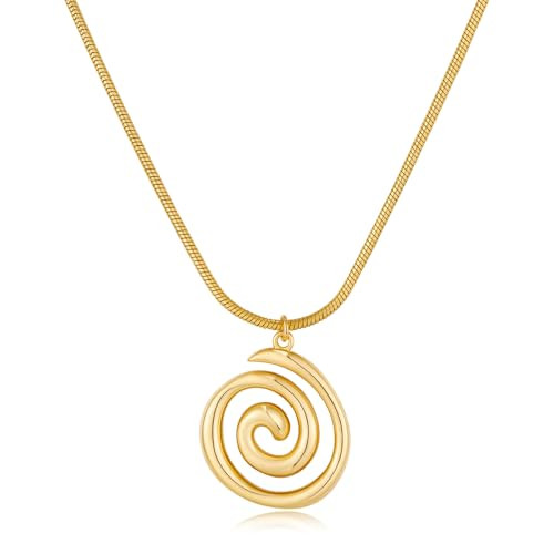 MIJENITI Chunky Gold Statement Necklaces for Women - Boho Beach Spiral Swirl Conch Pendants Necklaces, Trendy Statement Jewelry | Waterproof Jewelry Gifts | Amazon (US)