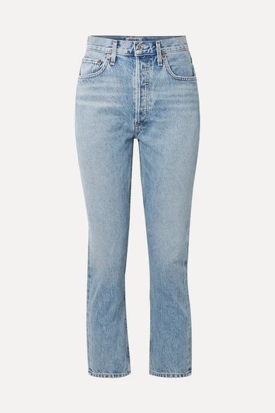 AGOLDE - Riley Cropped High-rise Straight-leg Jeans - Light denim | NET-A-PORTER (UK & EU)