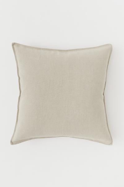 Washed Linen Cushion Cover - Linen beige -  | H&M US | H&M (US + CA)