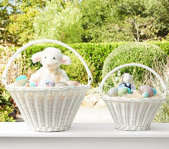 White Sabrina Collapsible Handle Easter Basket | Pottery Barn Kids