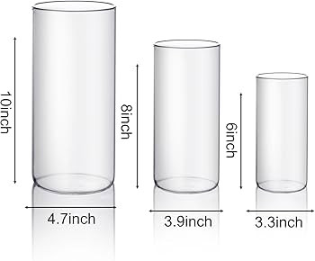 PHOSPHOR Glass Cylinder Vases 6,8,10 Inch Tall Clear Flower Vase Hurricane Floating Candle Holder... | Amazon (US)