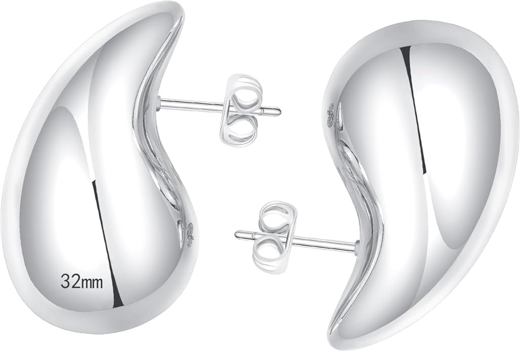 Ascona 18/25/32/47mm Chunky Gold Hoop Earrings for Women | Lightweight Tear Drop Earrings | Gold ... | Amazon (US)