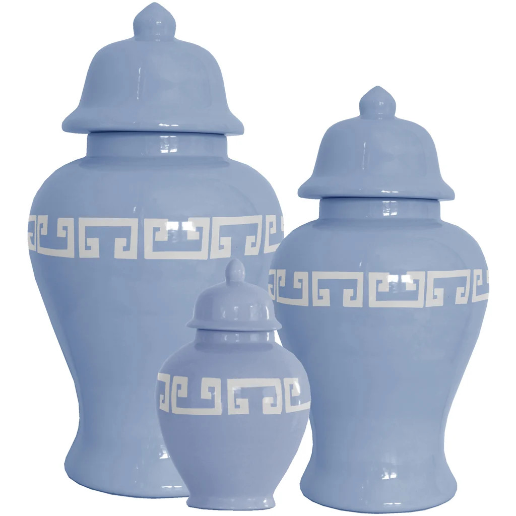 French Blue Greek Key Ginger Jars | Lo Home by Lauren Haskell Designs