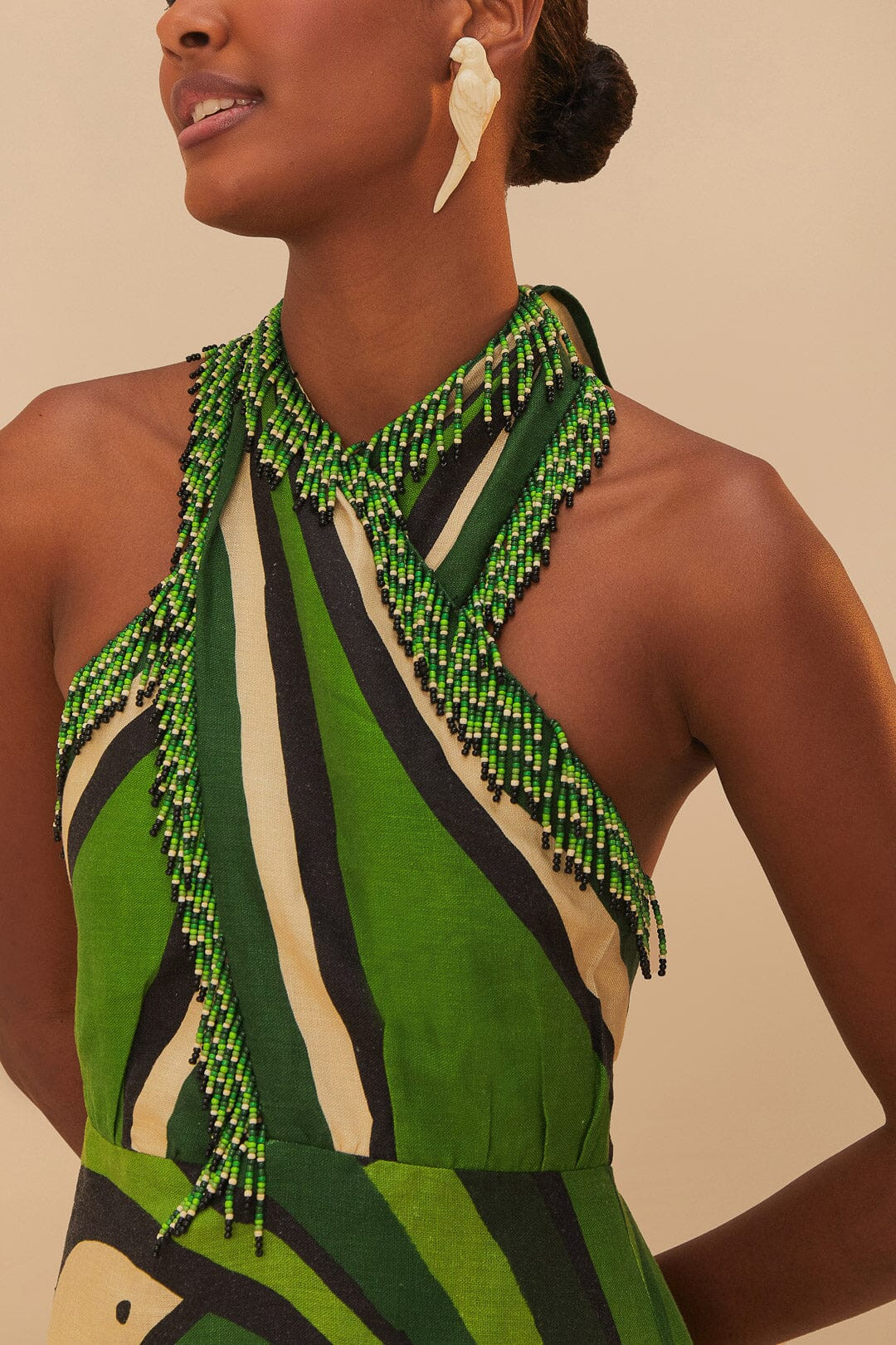 Green Toucan Tree LENZING™ ECOVERO™ Euroflax™ Maxi Dress | FarmRio (US)