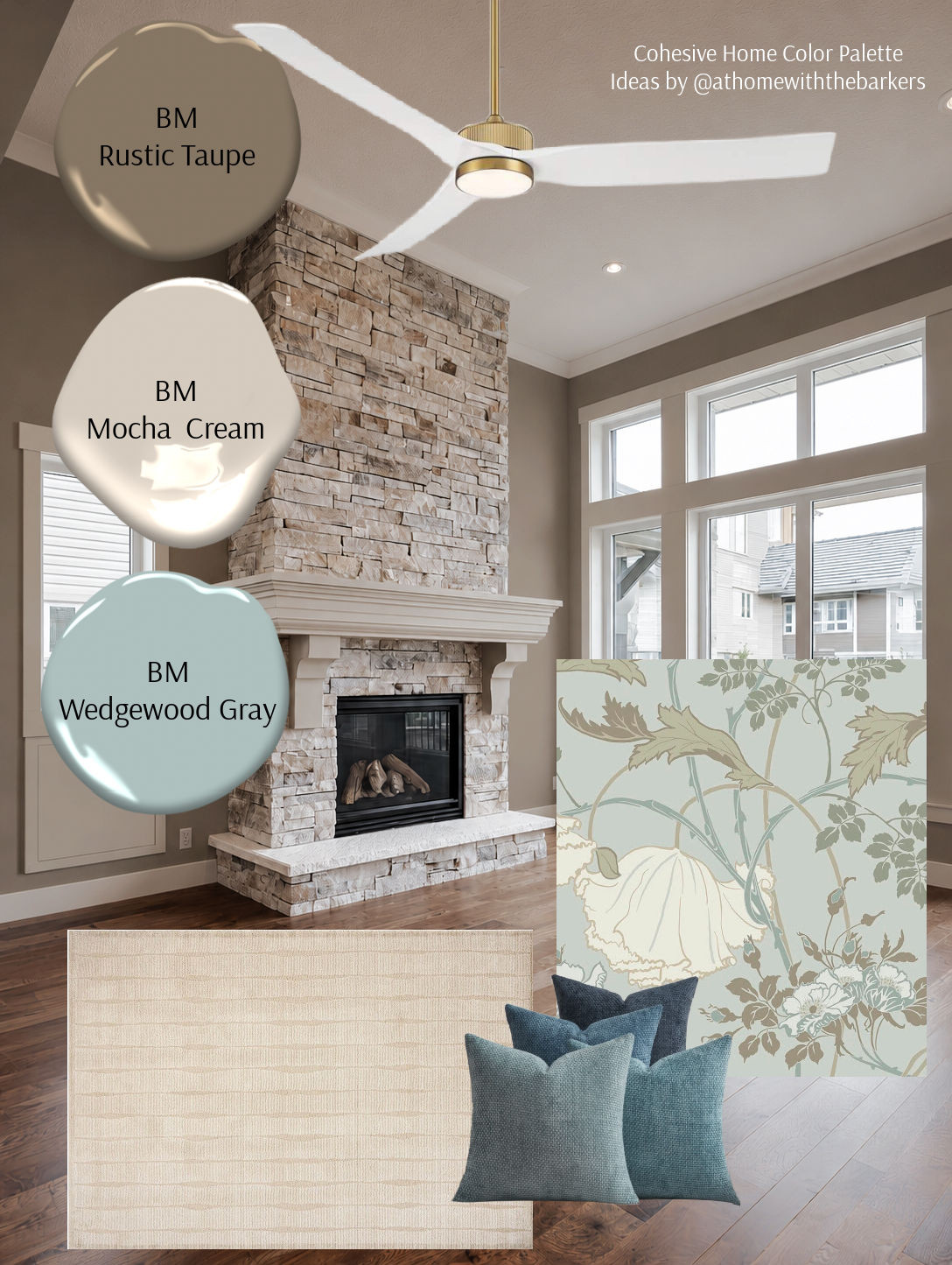 DIY home decorating for a neutral living room, Wallpaper, area rug and throw pillows 

 #LTKHome #LTKSaleAlert