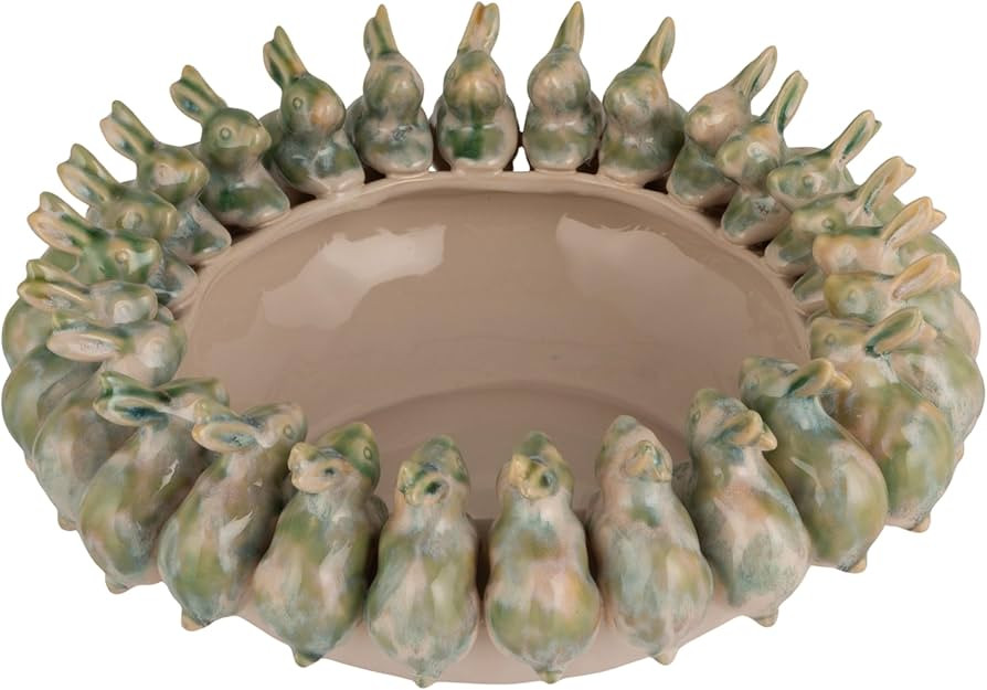 Creative Co-Op Decorative Stoneware Bowl with 3D Rabbits in Reactive Glaze, Multicolor | Amazon (US)