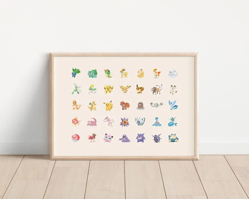 Pok\u00e9mon Gradient HORIZONTAL Print | Minimal Pokemon Art | Cozy Games | Pokemon Game Poster | Etsy (Global)