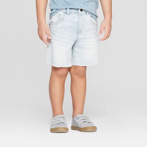 Toddler Boys' Raw Hem Jean Shorts - Cat & Jack™ Light Blue | Target