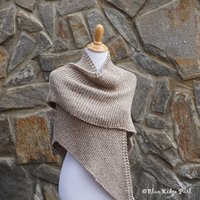 Hand Knit Shawl, Triangle Women Wrap, Cream Shawl | Etsy (US)