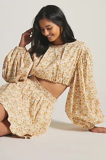 Significant Other Puffed-Sleeve Floral Blouse | Anthropologie (US)