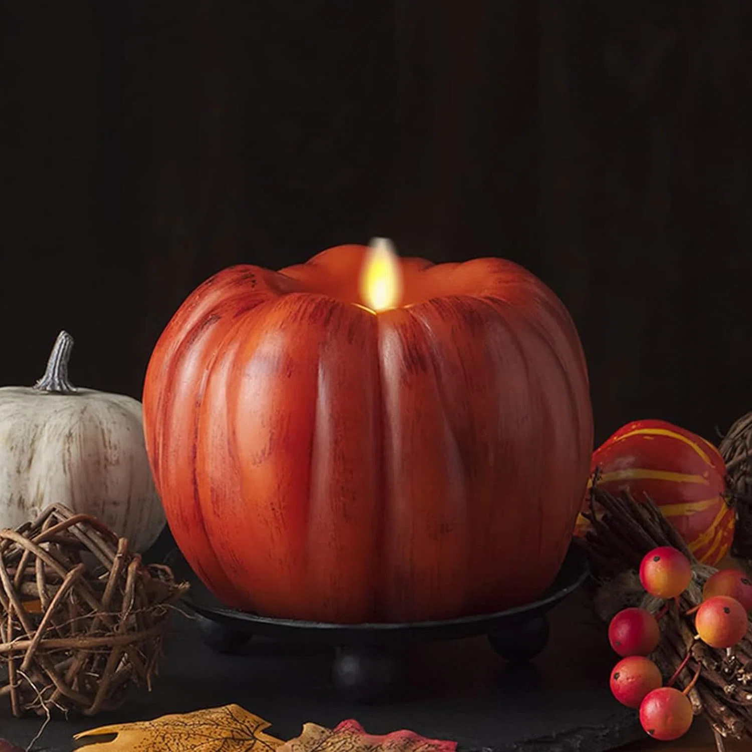 ALHF Pumpkin shaped flameless LED candle, time function, Halloween decoration candle | Wayfair | Wayfair North America
