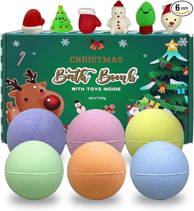 Jofan 6 Pack Christmas Bath Bombs Bubble with Christmas Squishy Toys Inside for Kids Girls Boys W... | Amazon (US)