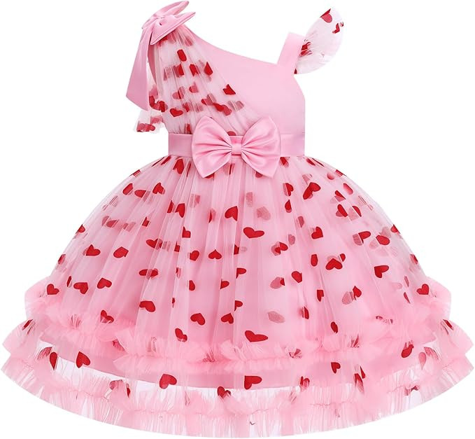 IBTOM CASTLE Girls Birthday Party Dress Heart Glitters Tulle Princess Dress Toddler Flower Girl W... | Amazon (US)