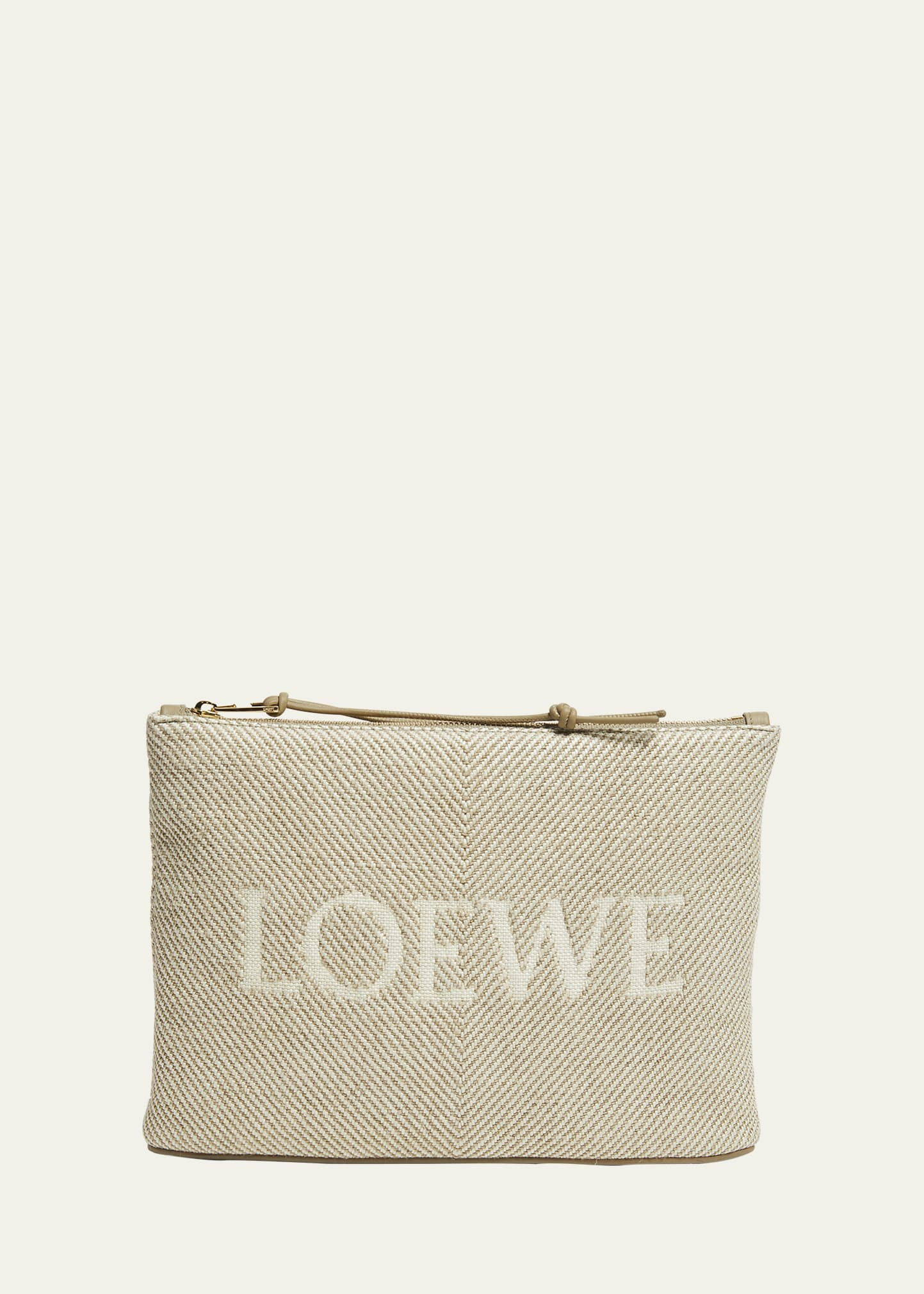 Loewe Oblong Logo Canvas Pouch Bag | Bergdorf Goodman