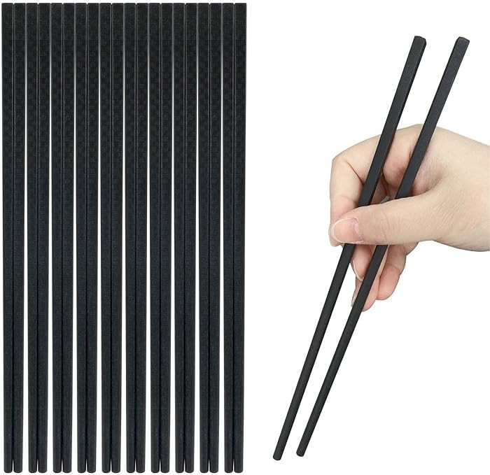 10 Pairs Fiberglass Chopsticks, Reusable Chopsticks, 9.3 inches Dishwasher Safe, Non-Slip, Black | Amazon (US)