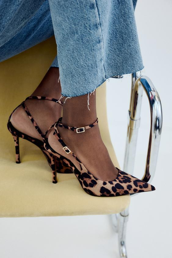 LEOPARD SLING BACK HEELS | Zara US