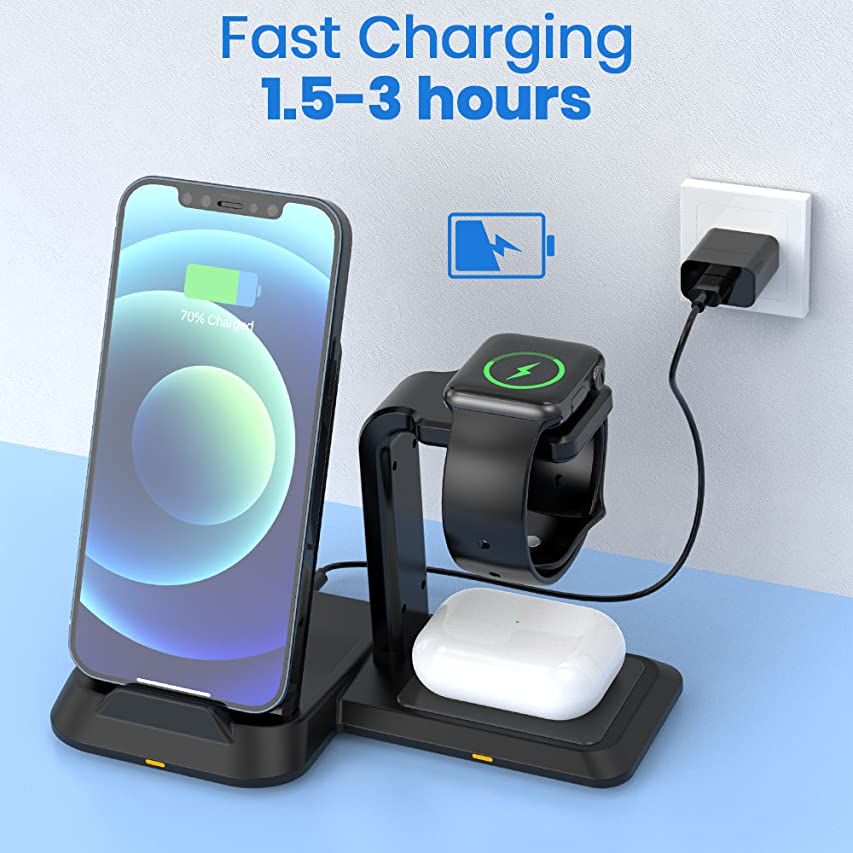 JoyGeek Wireless Charging Station, 3 in 1 Wireless Charger for Apple Devices, Wireless Charger Stand | Amazon (US)