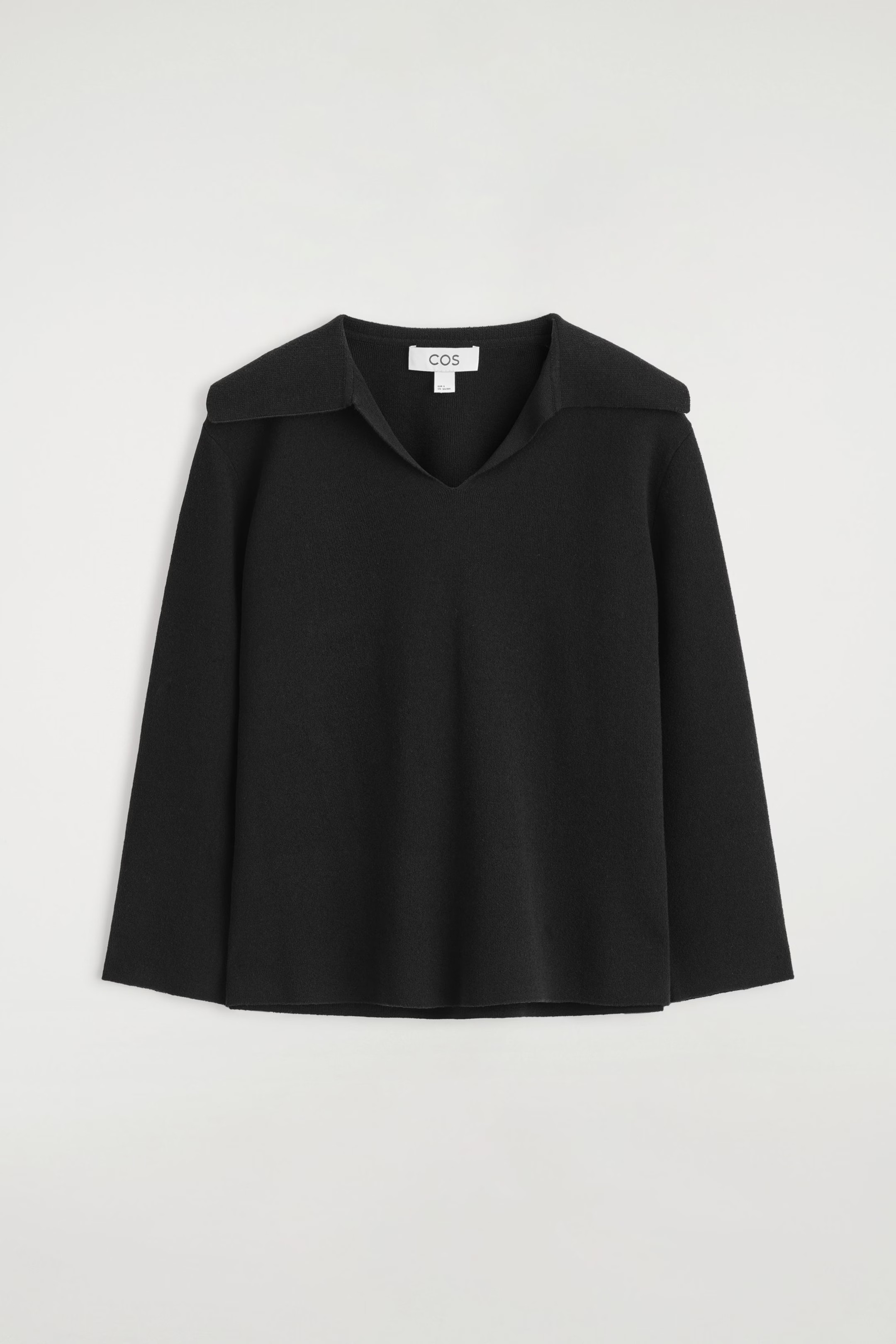 DOUBLE-KNIT OPEN-COLLAR SWEATER - BLACK | COS US | COS (EU)