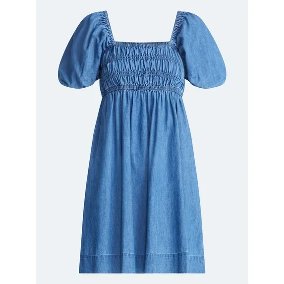 Free Assembly Women's and Women's Plus Puff Sleeve Peasant Mini Dress, Sizes XS to 4X | Walmart (US)