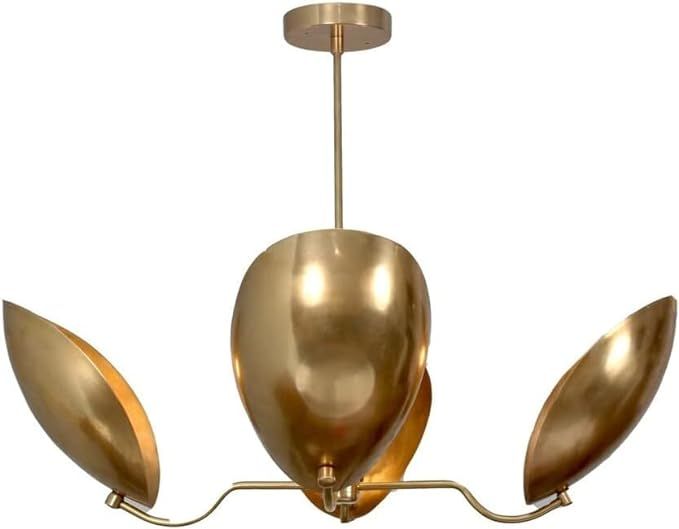 Nautical Brilliant 4 Light Curved Perforated Shades Pendant Mid Century Modern Raw Brass Sputnik ... | Amazon (US)