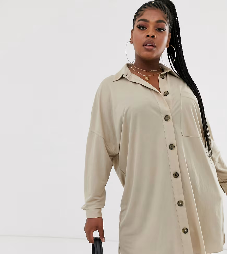 ASOS DESIGN Curve utility shirt dress-Green | ASOS (Global)