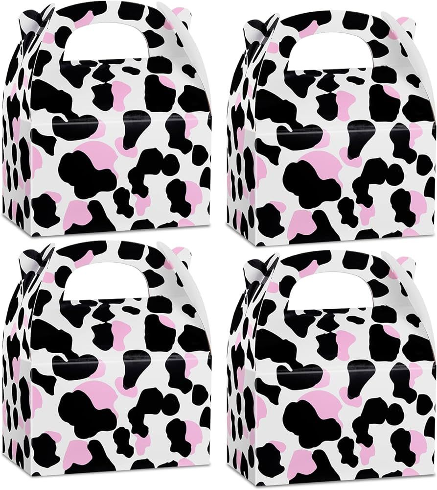 Pink Cow Farm Animal Party Favor Treat Boxes Cow Print Paper Gift Box Cow Party Favor Box Cow Bir... | Amazon (US)