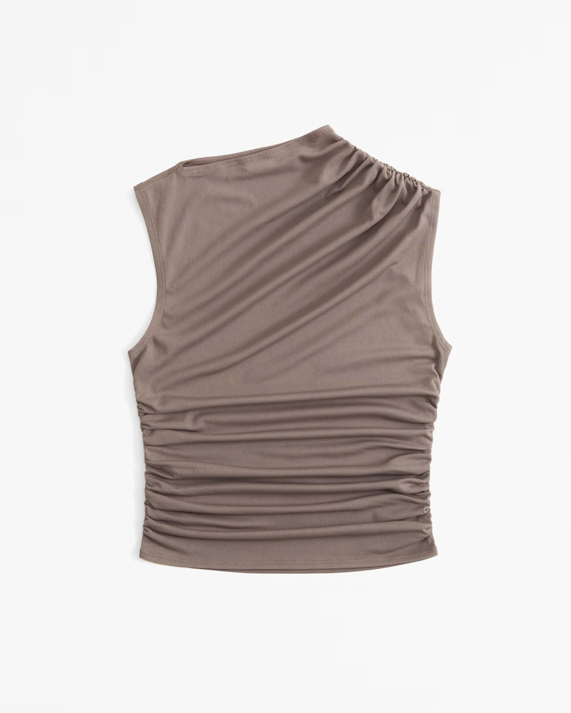 Abercrombie & Fitch Women's Mesh Draped Crew Top in Smoky Brown - Size XS | Abercrombie & Fitch (US)