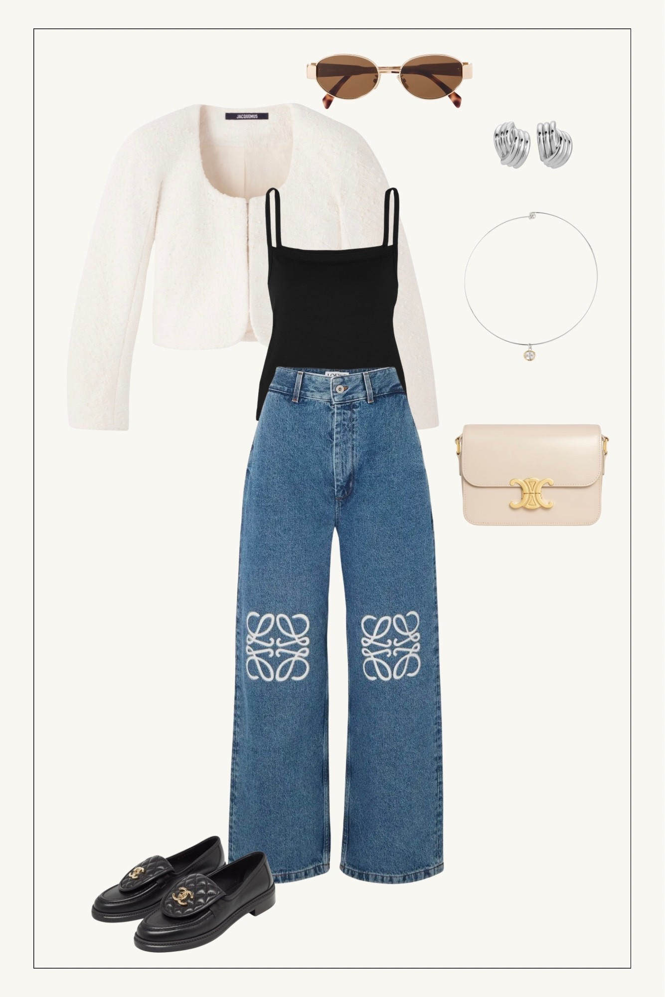 Casual outfit, Jacquemus tweed jacket, lunch date outfit, Celine bag, Loewe Denim

#LTKgrwm #LTKmomlife #LTKootd