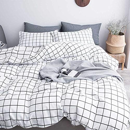 Nanko Queen Duvet Cover Set Grid, 90x90 Soft Bedding Cover, Luxury Cool Lightweight Microfiber 3p... | Amazon (US)