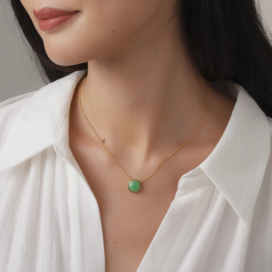 Natural Apple Green Jade Necklace - Etsy | Etsy (US)