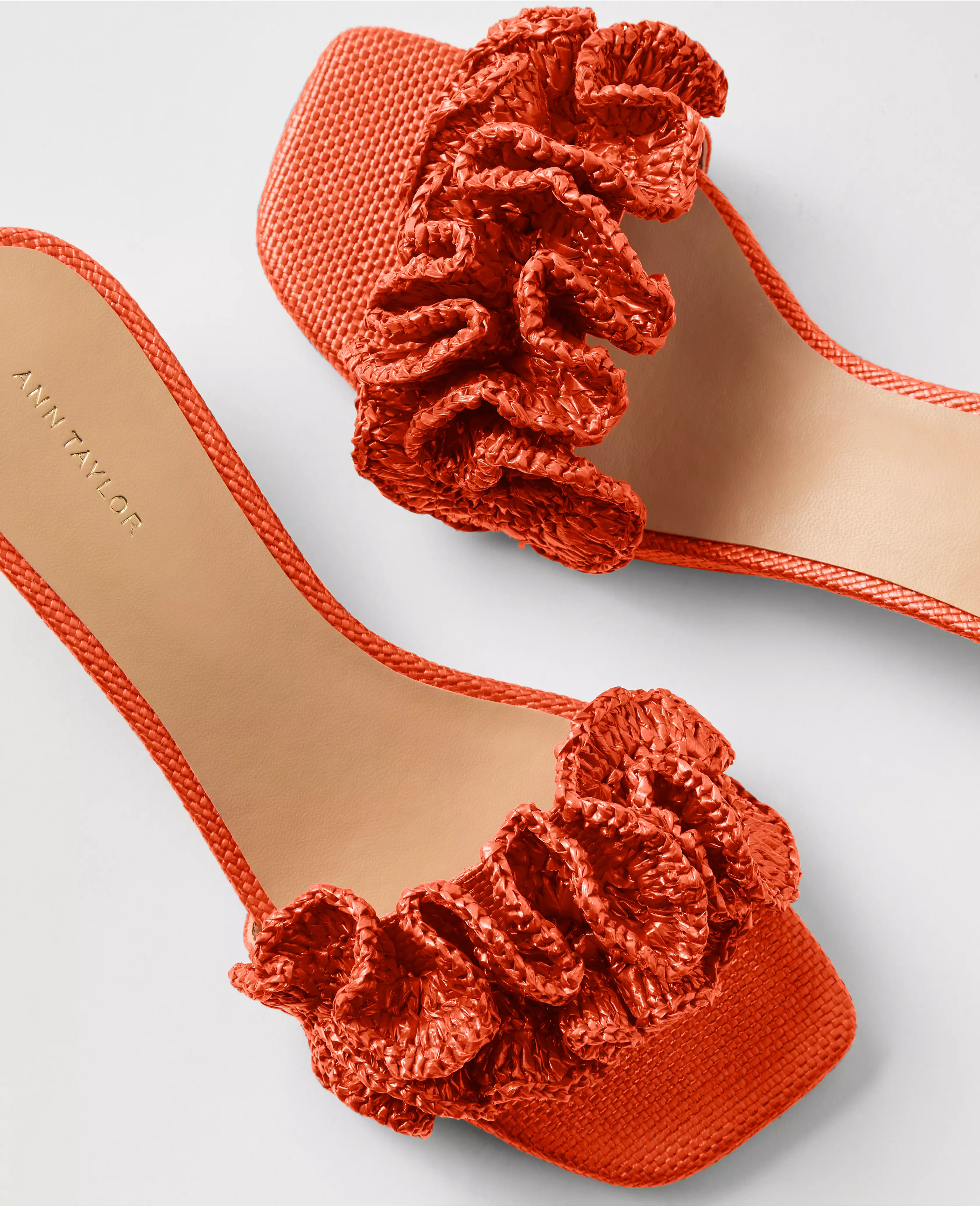 Gathered Straw Kitten Heel Sandal | Ann Taylor